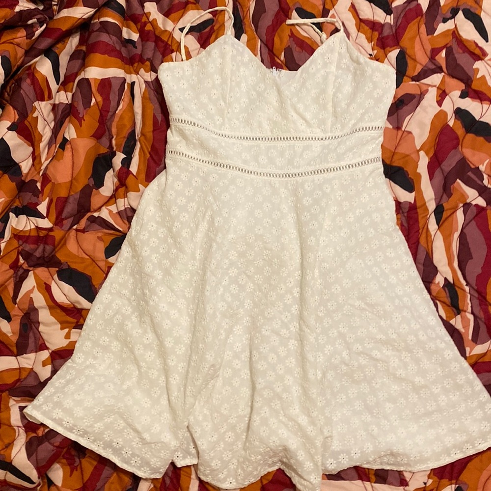 Jun&Ivy White Cream Eyelet Lace Cottagecore Skater Dress Medium